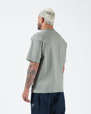Kingz Kore V2 Tee - Side Profile Back View - Mossy Green Heavyweight BJJ Casual Premium T-Shirt