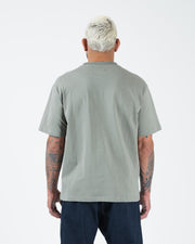 Kingz Kore V2 Tee - Back View - Clean Minimal Back - Mossy Green Heavyweight BJJ Cotton T-Shirt