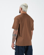 Kingz Kore V2 Tee - Back View - Relaxed Boxy Fit - Brown Heavyweight BJJ Lifestyle T-Shirt