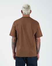 Kingz Kore V2 Tee - Full Body Back View - Brown Heavyweight Cotton 230 GSM Premium BJJ T-Shirt
