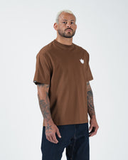 Kingz Kore V2 Tee - Lifestyle Front View - Crown Logo Chest - Brown 230 GSM BJJ Premium Casual Tee