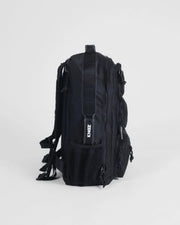 Kingz Tactical Backpack Black - 3/4 Rear View - Side Pockets Handle Straps BJJ Training Backpack