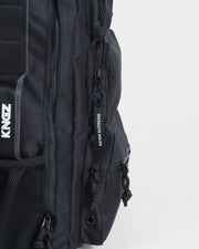 Kingz Tactical Backpack Black - Side Zipper Close-Up - KINGZ REIGN SUPREME Labels Zipper Detail BJJ Bag