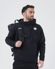 Kingz Tactical Backpack Black - Male Lifestyle Worn as Backpack - Full Front View - BJJ Training Bag