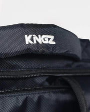 Kingz Convertible Backpack 2.0 - KINGZ Embroidered Text Close-Up - Zipper Hardware Detail BJJ Backpack