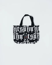 Kingz Jiu Jitsu Typo Eco Bag - Front View - Black Canvas with Gothic All-Over Jiu-Jitsu Typography
