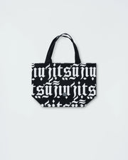 Kingz Jiu Jitsu Typo Eco Bag - Clean Front View - Gothic Typography All-Over Print BJJ Canvas Tote