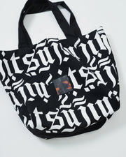 Kingz Jiu Jitsu Typo Eco Bag - Angled Close-Up View - Large Scale Gothic Print BJJ Canvas Tote Bag