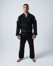Kingz Classic 3.0 BJJ Gi Black - Side Profile Full Body View Black Kimono Pearl Weave