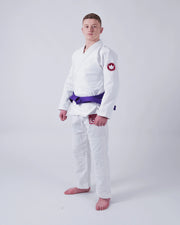 Kingz Classic 3.0 BJJ Gi White - Side Profile View Full Body Pearl Weave Plus Kimono