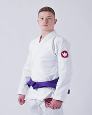 Kingz Classic 3.0 BJJ Gi White - Back View Crown Logo Collar Embroidered Detail