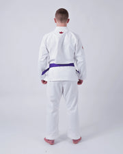 Kingz Classic 3.0 BJJ Gi White - Full Body 3/4 Angle View Complete Gi and Pants