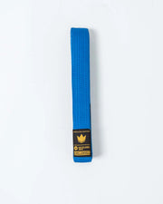 Kingz Gold Label V2 Jiu Jitsu Belt - Blue Belt Full View - Premium BJJ Rank Belt