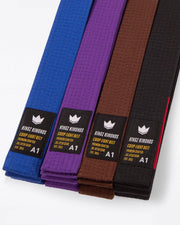 Kingz Comp Light Belt - All Rank Colors Front View - Lightweight Premium BJJ Belt Collection