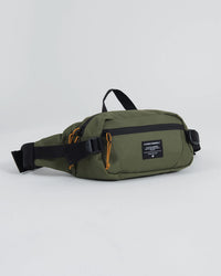 Kingz Cross Body Bag Military Green - Front View - Hip Pack with KINGZ Badge Orange Accents BJJ Bag