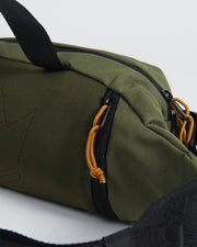 Kingz Cross Body Bag Military Green - Orange Zipper Pull Close-Up - Dual Zip Hardware BJJ Hip Pack Detail