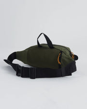 Kingz Cross Body Bag Military Green - 3/4 Rear View - Orange Zipper Accent Buckle Strap BJJ Hip Pack