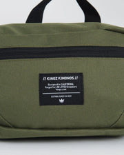 Kingz Cross Body Bag Military Green - KINGZ KIMONOS Badge Close-Up - Designed in California BJJ Bag