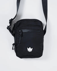 Kingz Side Bag Black - Front View - Compact Crossbody Bag with Crown Logo - BJJ Training Carry Bag