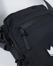 Kingz Side Bag Black - Zipper Pocket Close-Up - KINGZ Embossed Pull and Crown Logo - BJJ Bag Detail