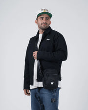 Kingz Side Bag Black - Male Lifestyle Front View - Crossbody Bag at Chest Level - BJJ Everyday Carry