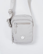 Kingz Side Bag Cream - Front View - Compact Cream Crossbody Bag with Crown Logo - BJJ Training Carry Bag