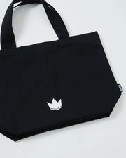 Kingz Kore Eco Bag - Crown Logo Close-Up - White Crown Emblem on Black Canvas BJJ Tote Detail