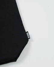 Kingz Kore Eco Bag - Side KINGZ Label Close-Up - Woven Branding on Black Canvas Material BJJ Bag