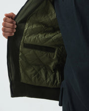 Kingz Canvas Jacket Military Green - Close-Up Interior View Quilted Lining Single Pocket Dark Green Fabric Streetwear Jacket [color:Military Green]