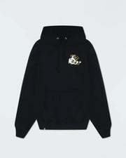 Kingz Jiu Jitsu Culture Hoodie - Flat Lay Front View - Gold Chest Emblem Product Shot - Black - Men's BJJ Hoodie