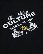 Kingz Jiu Jitsu Culture Hoodie - Back Print Close Up - White Culture Graphic and Grapplers - Black - BJJ Hoodie