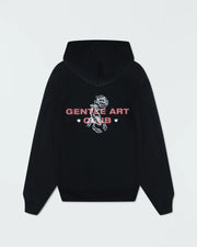 Kingz Gentle Art Club Hoodie - Flat Lay Back - Pink Scorpion Rose Club Graphic - Black - Men's BJJ Hoodie