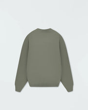 Kingz Kore V2 Crewneck - Flat Lay Back - Plain Back Panel and Ribbed Hem - Mossy Green - BJJ Streetwear Crewneck
