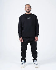 Kingz Solo Crewneck - Full Body Front View - Chest Print and Relaxed Fit - Black - BJJ Streetwear Crewneck