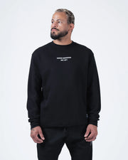 Kingz Solo Crewneck - Front Quarter View - Chest Print and Ribbed Cuffs - Black - BJJ Streetwear Crewneck