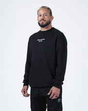 Kingz Solo Crewneck - Upper Body Front View - Chest Print and Crew Collar - Black - BJJ Streetwear Crewneck