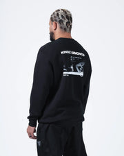 Kingz Solo Crewneck - Rear Angle View - Kingz Kimonos Graphic Back Print - Black - BJJ Streetwear Crewneck