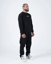 Kingz Solo Crewneck - Front Three Quarter View - Chest Print and Boxy Fit - Black - BJJ Streetwear Crewneck