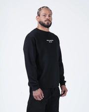 Kingz Solo Crewneck - Front Worn View - Chest Print and Soft Fleece Body - Black - BJJ Streetwear Crewneck