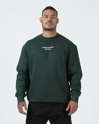 Kingz Solo Crewneck - Front View - Kingz Kimonos Est 2011 Chest Print - Dark Forest Green - BJJ Streetwear Crewneck