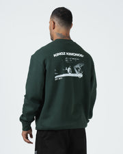 Kingz Solo Crewneck - Back View - Kingz Kimonos Graphic Back Print - Dark Forest Green - BJJ Streetwear Crewneck