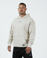 Kingz Box Hoodie - Side View - Model Angled Fit with Chest Logo - French Oak - Men's BJJ Training Hoodie