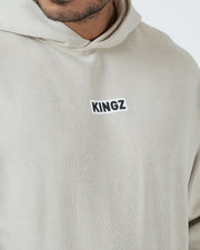 Kingz Box Hoodie - Chest Detail - Close Up Kingz Box Logo Print - French Oak - Men's BJJ Hoodie