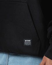Kingz JJ Dept Hoodie - Label Detail - Woven Kingz Patch and Ribbed Hem - Black - BJJ Streetwear Hoodie