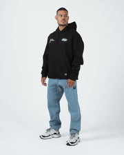 Kingz JJ Dept Hoodie - Full Body Front View - Complete Streetwear Outfit Look - Black - BJJ Streetwear Hoodie