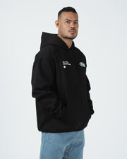 Kingz JJ Dept Hoodie - Front Relaxed View - Dropped Shoulder Oversized Cut - Black - BJJ Streetwear Hoodie
