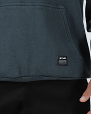 Kingz JJ Dept Hoodie - Label Detail - Woven Kingz Patch and Ribbed Hem - Charcoal Blue - BJJ Streetwear Hoodie