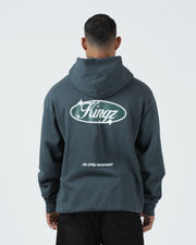 Kingz JJ Dept Hoodie - Chest Logo Detail - Kingz Oval and Crown Emblem - Charcoal Blue - BJJ Streetwear Hoodie