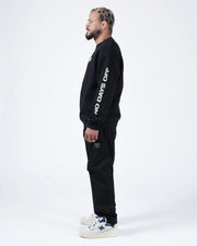 Kingz No Days Off Crewneck - Side Body View - No Days Off Sleeve Graphic - Black - BJJ Streetwear Crewneck