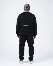Kingz No Days Off Crewneck - Back Full Body View - Blank Back Panel and Sleeve Print - Black - BJJ Streetwear Crewneck